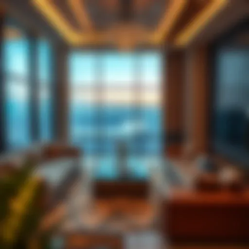 Luxurious living room in a Dubai apartment with stunning views