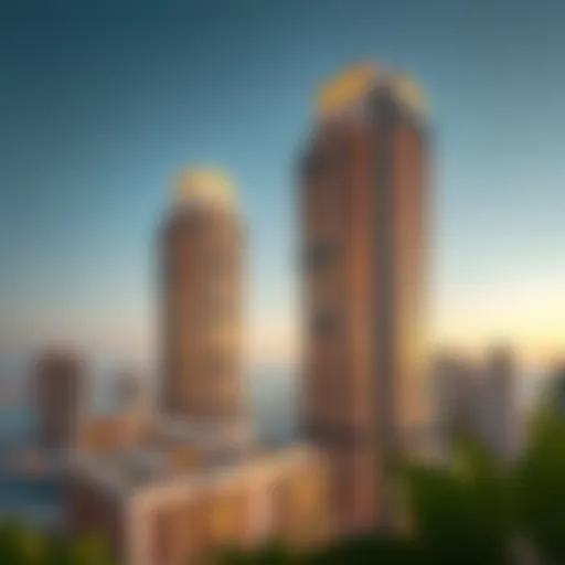 Panoramic view of Marina Crown Tower showcasing its elegant architecture