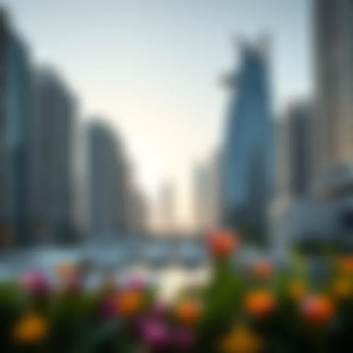 Expansive view of luxury residential buildings by the marina