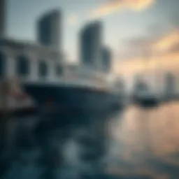 Luxury yacht docked at a marina harbour in Dubai