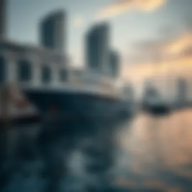 Luxury yacht docked at a marina harbour in Dubai
