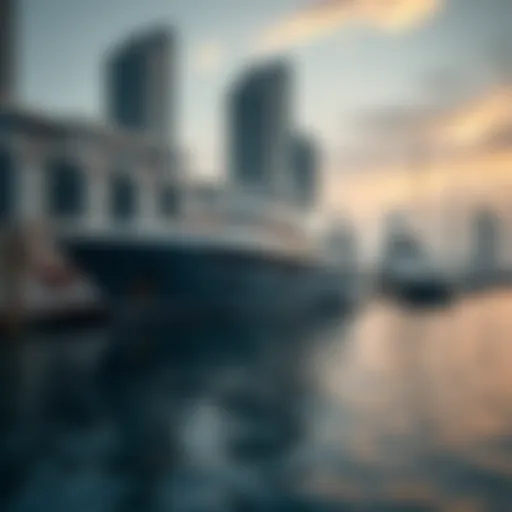 Luxury yacht docked at a marina harbour in Dubai