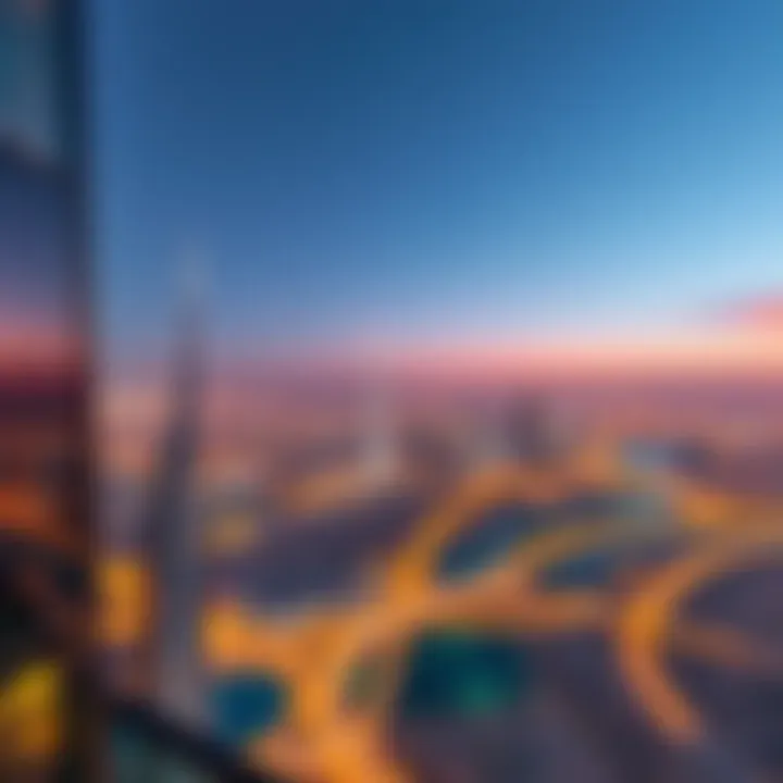 Panoramic view of Dubai skyline from Mizin Tower