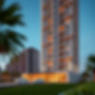 Stunning exterior view of Mizin Tower showcasing its architectural beauty