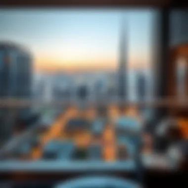 Panoramic view of Dubai skyline from Murano Residences balcony