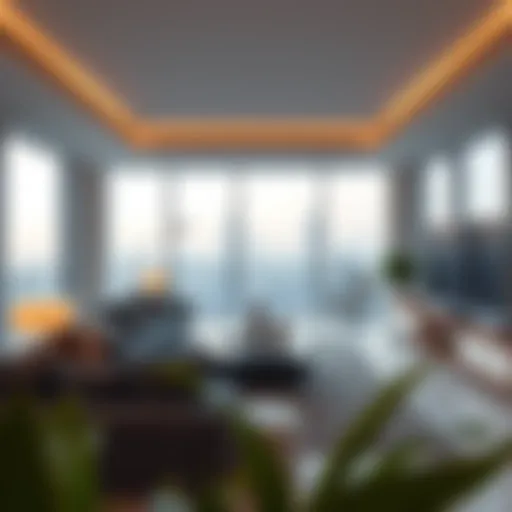 Luxurious living room with city views in a Dubai apartment