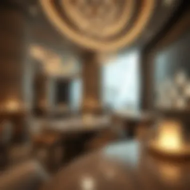 Luxurious interior design of the restaurant