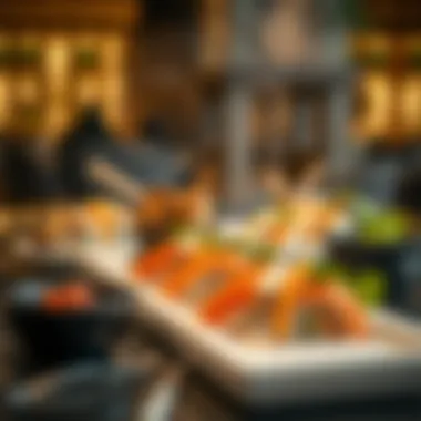 Artistic presentation of sushi dishes