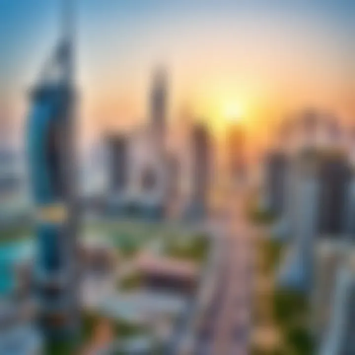 Dubai Skyline: A Vision of Aspirational Living A stunning view of Dubai's skyline at sunset