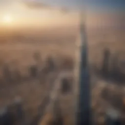Aerial view showcasing One Za'abeel Tower towering over Dubai