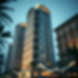 Exterior view of Opus Tower showcasing its unique architectural design