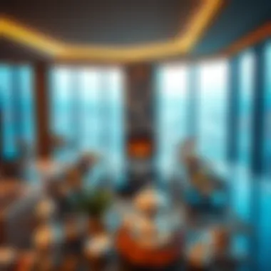 Luxurious living space with panoramic views from a reflection tower