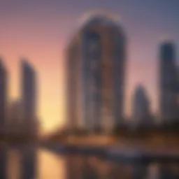 Stunning exterior view of Princess Tower Marina at sunset