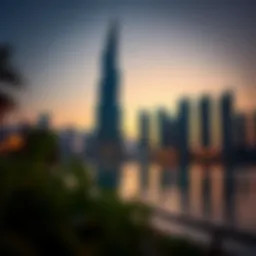 Stunning reflection tower at sunset showcasing luxury architecture