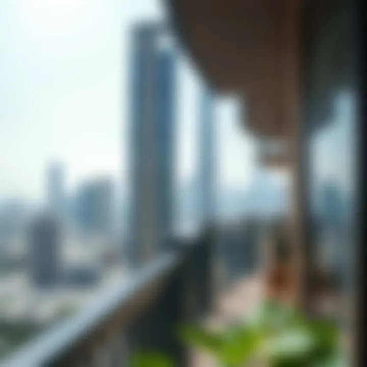 Breathtaking Balcony View from Rose Building Scenic view from a balcony overlooking the vibrant Al Barsha neighborhood