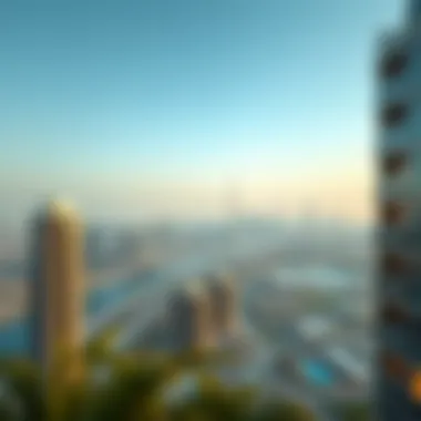 Scenic views of Dubai skyline from Rove Aljada