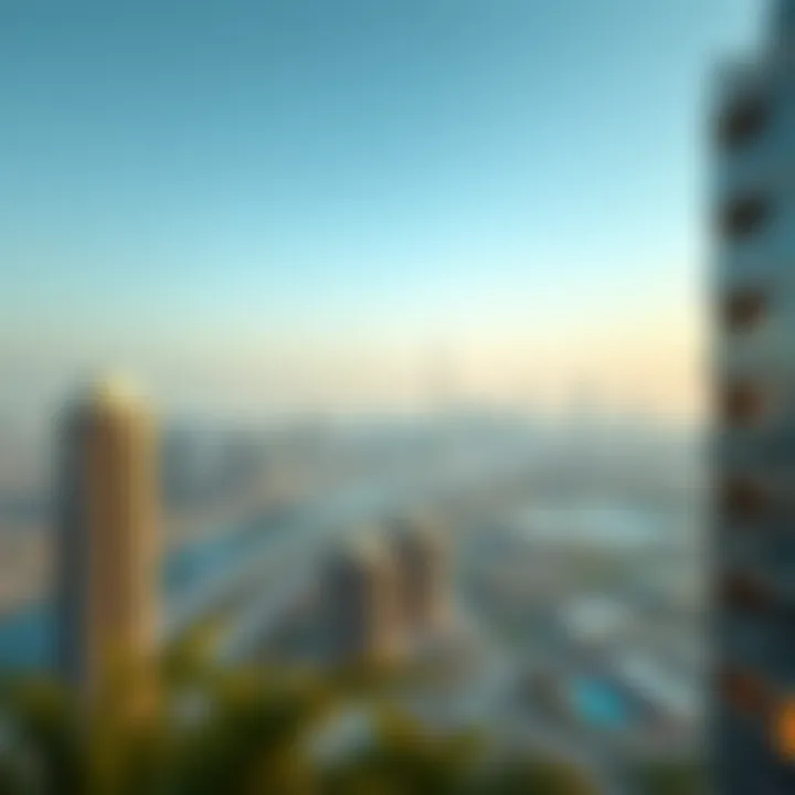 Scenic views of Dubai skyline from Rove Aljada