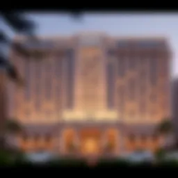 Grand exterior view of the Savoy Hotel Dubai showcasing its architectural elegance