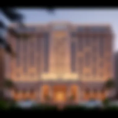 Grand exterior view of the Savoy Hotel Dubai showcasing its architectural elegance