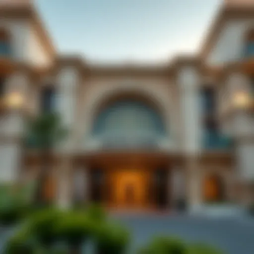 Luxurious entrance of Savoy Park showcasing architectural grandeur