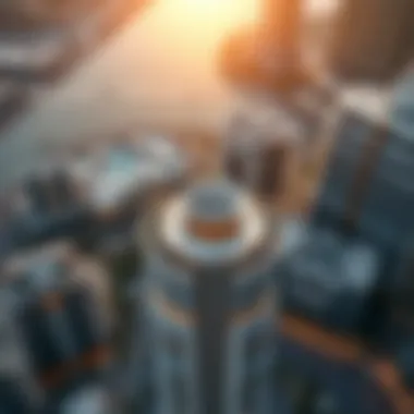 Aerial view of Skyview Dubai, highlighting its unique structure and surrounding amenities.