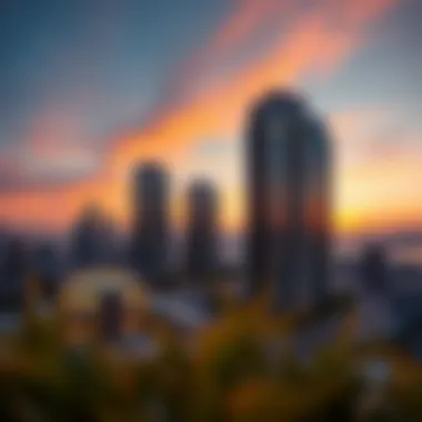 Breathtaking skyline view of Skyview Dubai at sunset, showcasing contemporary architecture.