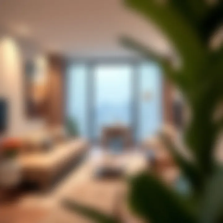 A cozy studio apartment showcasing contemporary design elements