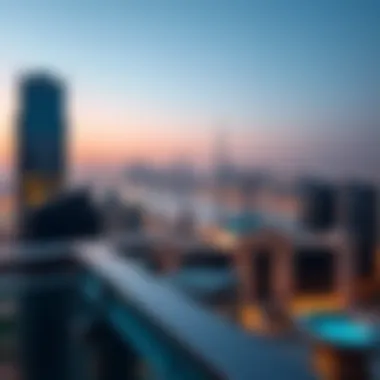 Panoramic view of the skyline from a balcony at The Address Fountain View