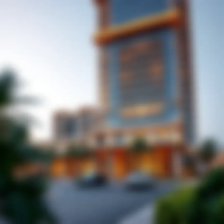 Architectural Marvel of Al Awaqf Stunning facade of the Al Awaqf Building showcasing modern architectural design