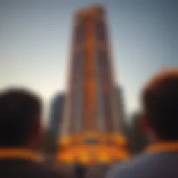 Stunning architectural view of The Amber Tower showcasing its unique facade