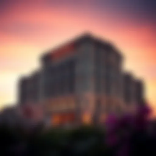 Stunning view of The Belvedere's façade at sunset