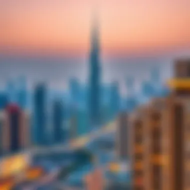 A panoramic view of the City Gate Tower against the vibrant Dubai skyline.
