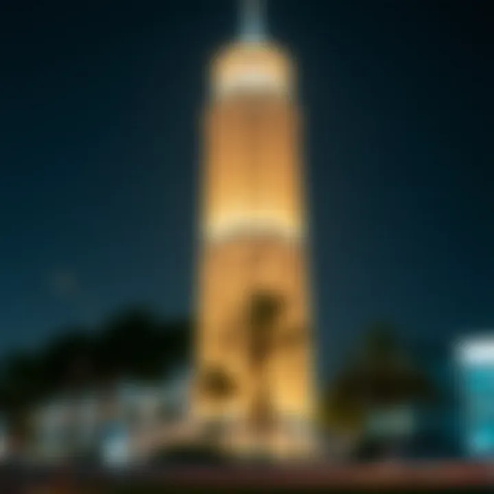 The City Gate Tower illuminated at night, symbolizing its cultural significance.