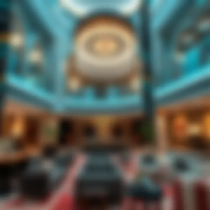 Trendy hotel lobby with modern design elements