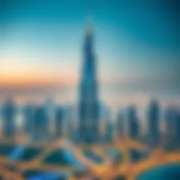 Majestic view of Maria Tower against Dubai's skyline