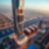 Aerial view of the Phoenix Tower showcasing its unique architectural design