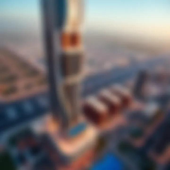 Aerial Perspective of the Phoenix Tower Aerial view of the Phoenix Tower showcasing its unique architectural design