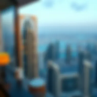 Panoramic View from a Luxury High-Rise A serene high-rise apartment view emphasizing security