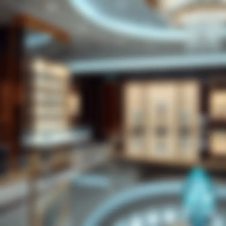 A luxurious retail environment in Dubai featuring diamond displays