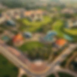 Aerial view of Yas Golf Club showcasing its lush greens and scenic layout