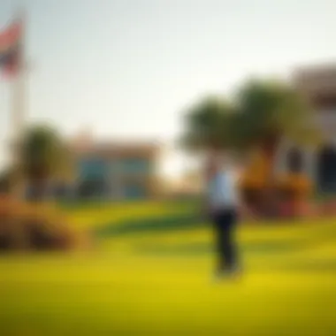 Golfers enjoying a sunny day on the greens at Yas Golf Club