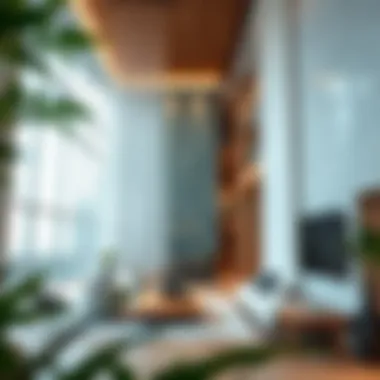 Eco-Conscious Living Spaces on Yas Island Interior of a sustainable residential building featuring eco-friendly materials and designs