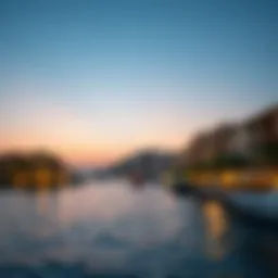 A breathtaking view of Yas Island's waterfront at dusk